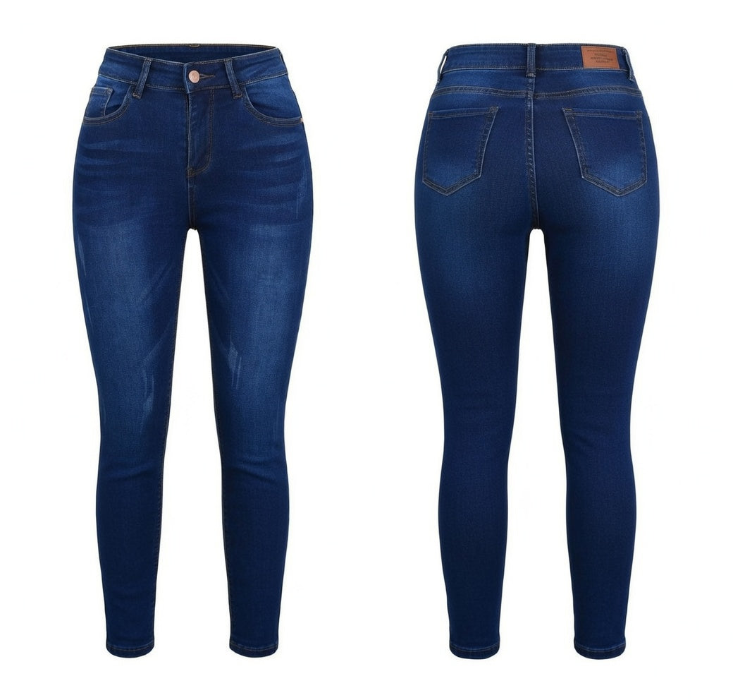 Women Stretch Skinny Jeans – Classic Blue Denim
