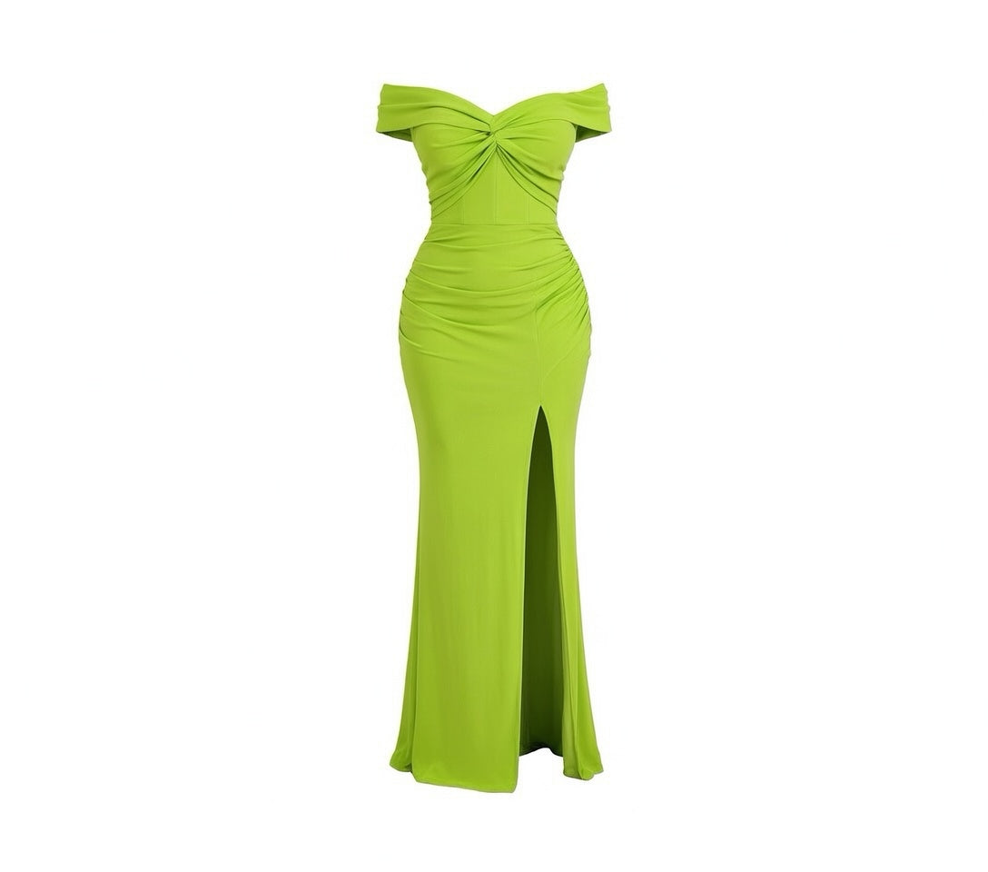 Elegant off-the-shoulder evening gown / formal dress