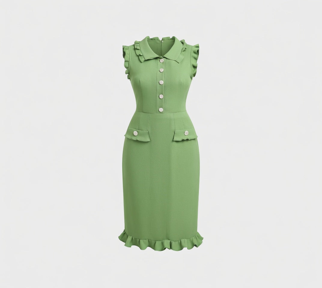 Ruffle Collar Peplum Dress