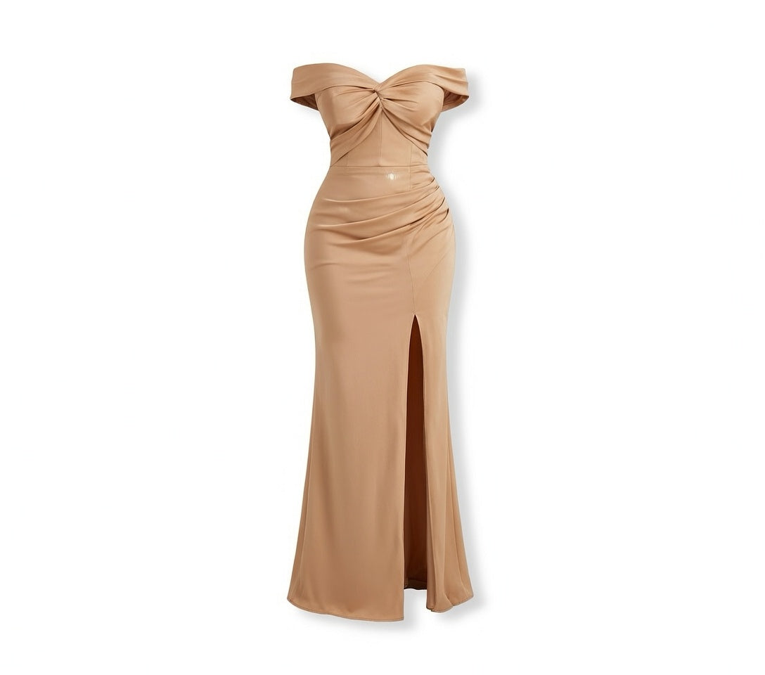 Elegant off-the-shoulder evening gown / formal dress