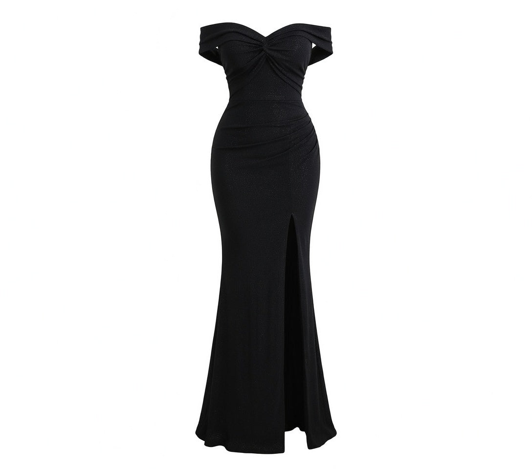 Elegant off-the-shoulder evening gown / formal dress