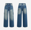 Wide-Leg Cargo Denim Jeans