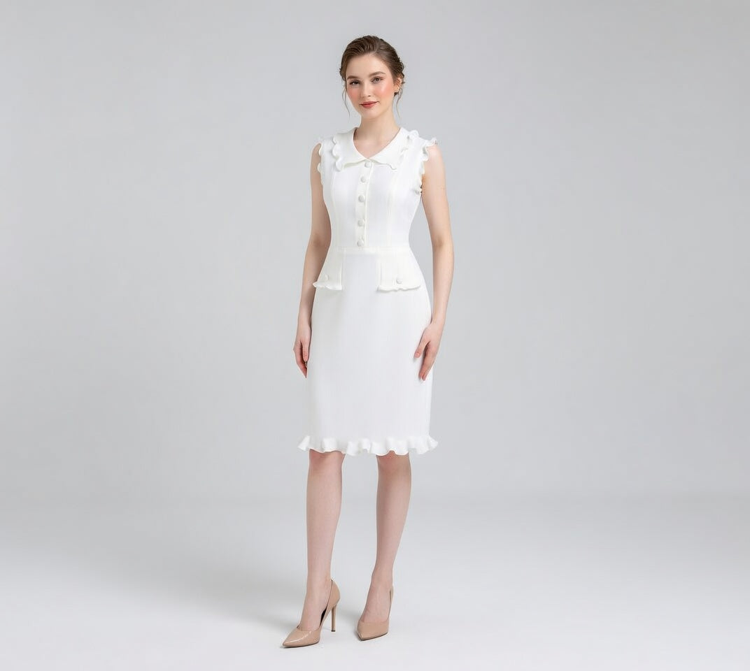 Ruffle Collar Peplum Dress