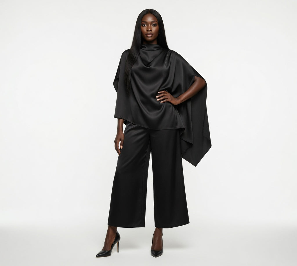 Women's Satin Cape Set Top and pants