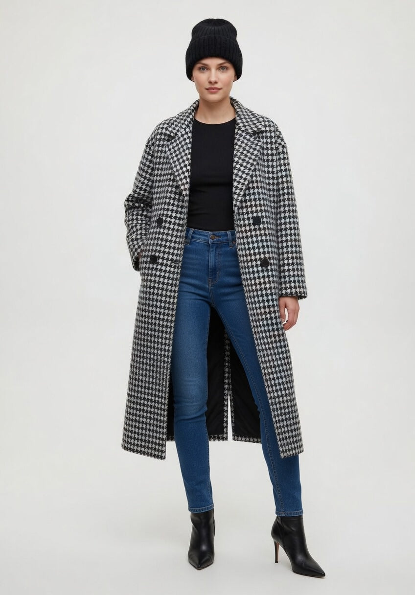 Women's long double-breasted coat