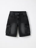 Black Cargo Denim Shorts